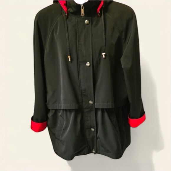 NAUTICA PLUS SIZE Maroon & Black Hooded Zip InLiner Waterproof Jacket Size 2X 3X - Picture 1 of 16